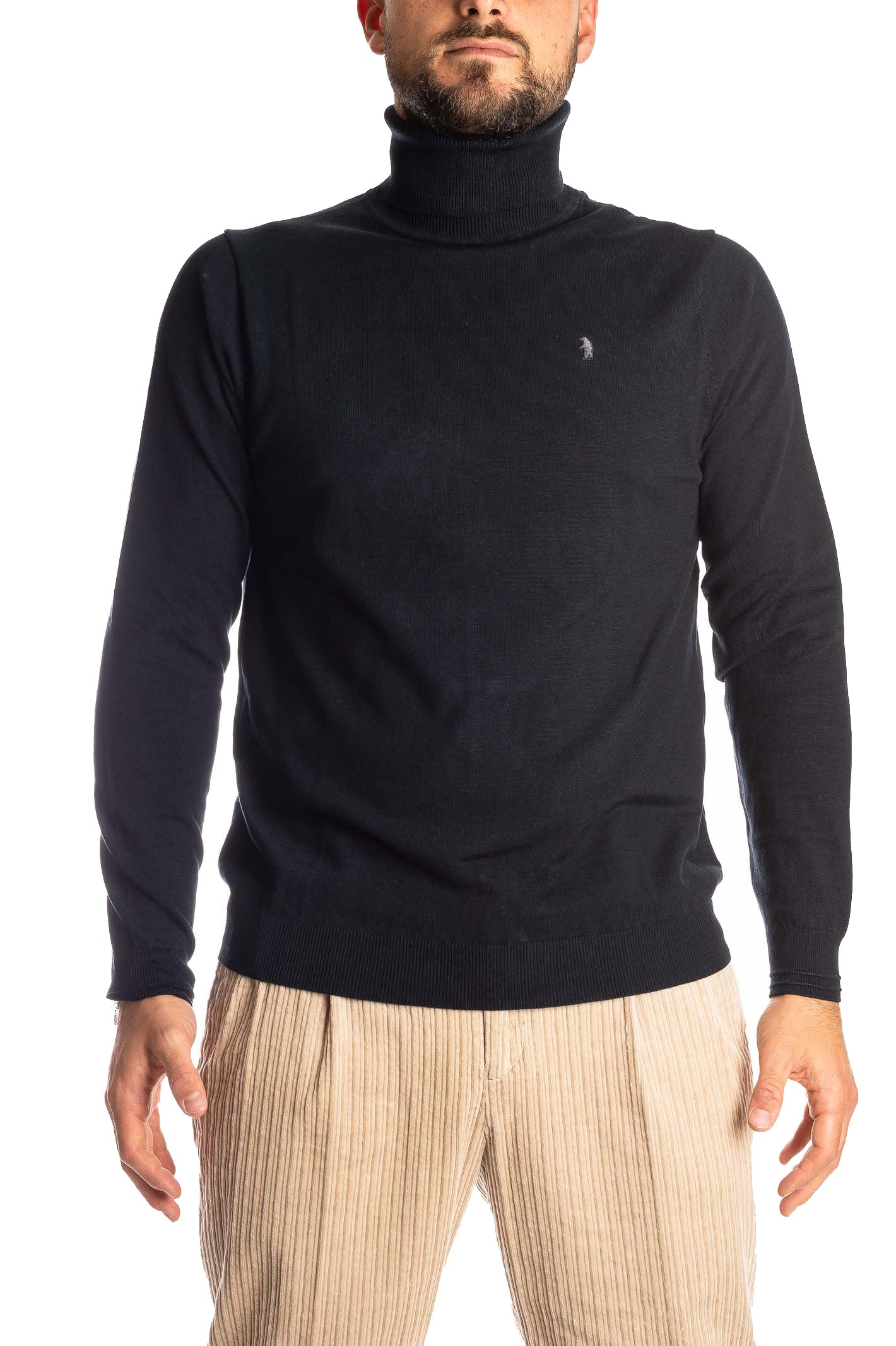 REFRIGUE Maglione collo alto blu R40571 COLLO-125