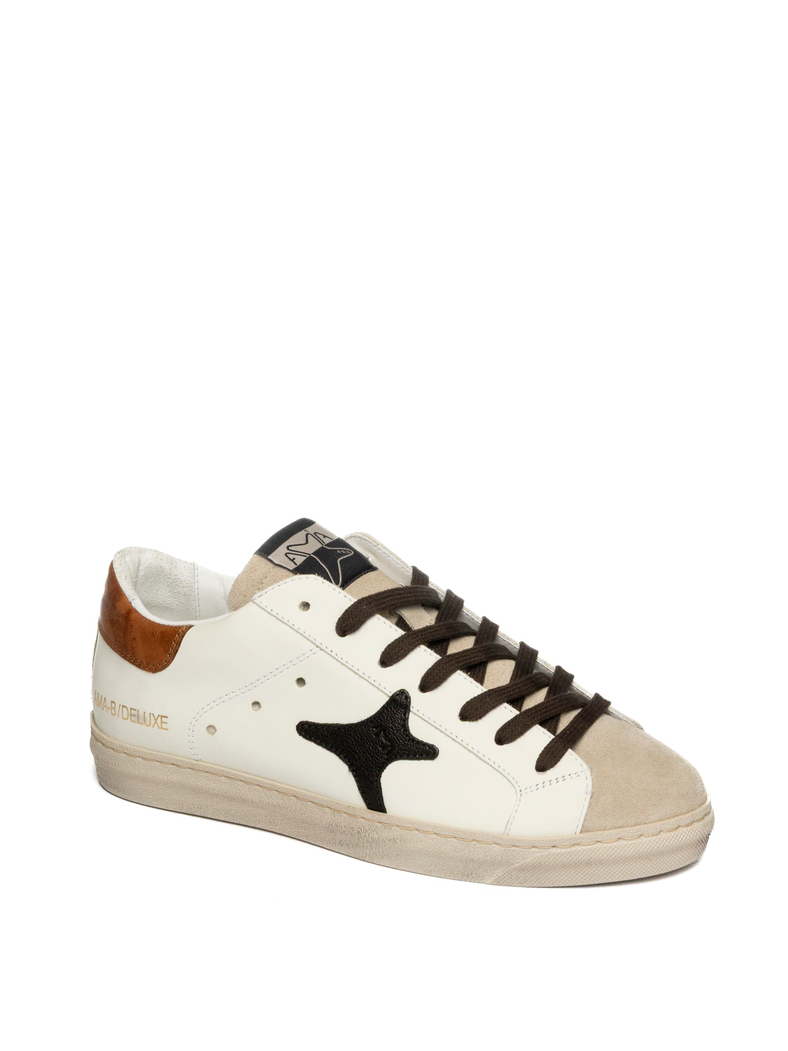 AMA BRAND DELUXE Sneaker pelle bianco/cuoio SNK U 4319-BIA/CUOIO