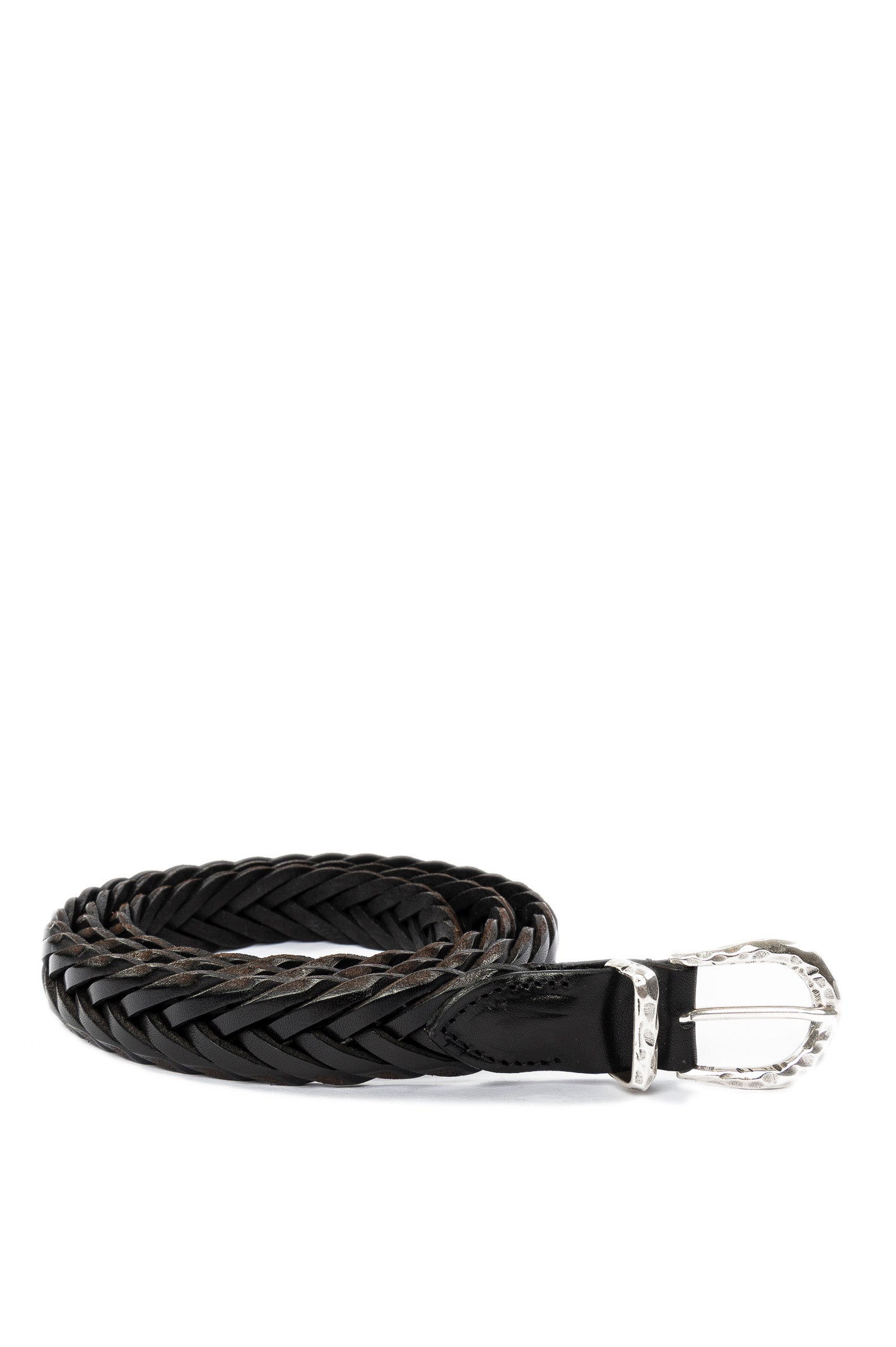 ITALIAN BELTS cintura pelle nera TRECCIA PELLE-NERO