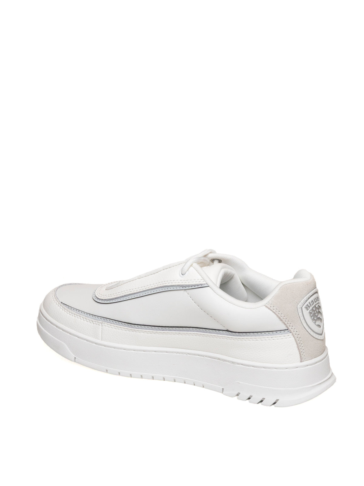 Sneaker bassa in pelle bianca Blauer vista posteriore con tallone in camoscio grigio