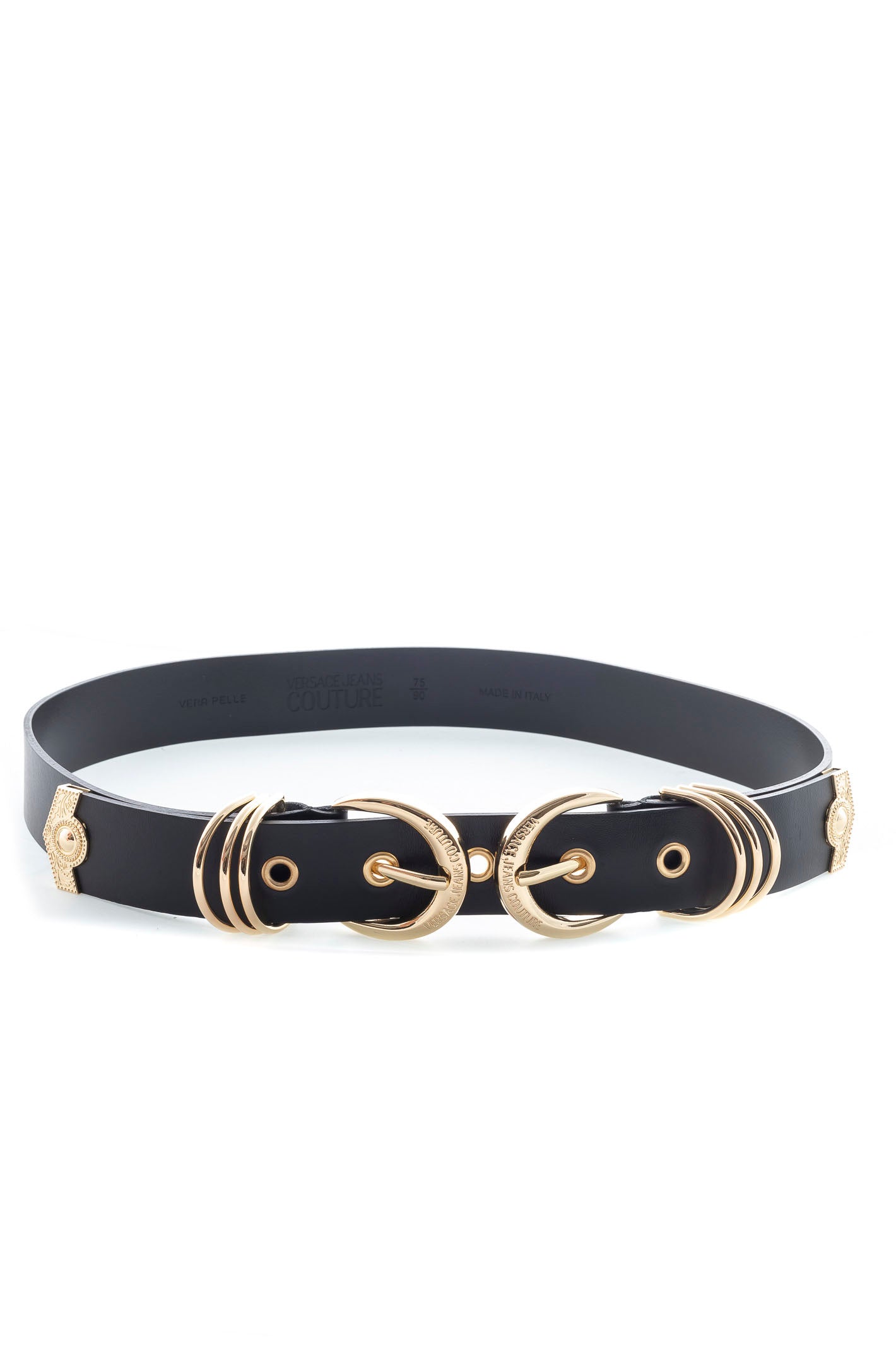VERSACE JEANS COUTURE Cintura doppia fibbia pelle nero/oro BF11 71447-899