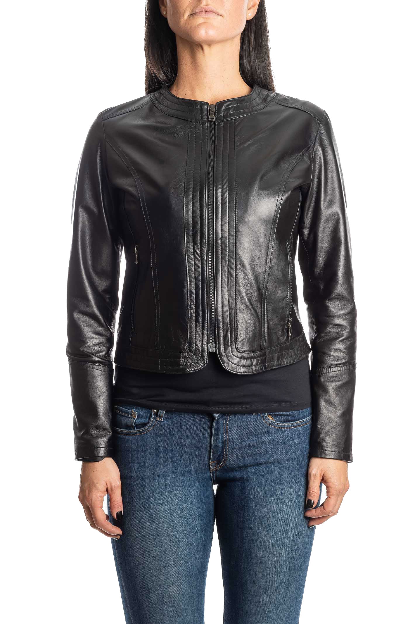 PK BY PASKAL Giacca girocollo nappa nero 612 NAPPA-NERO