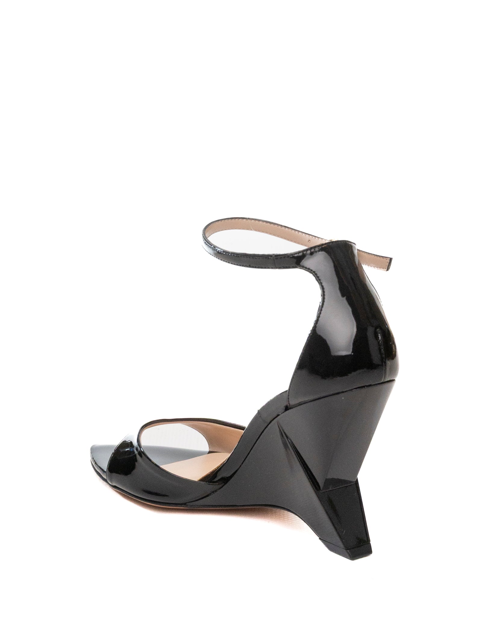 ALBANO Sandalo zeppa vernice nero PM104 VERN-NERO