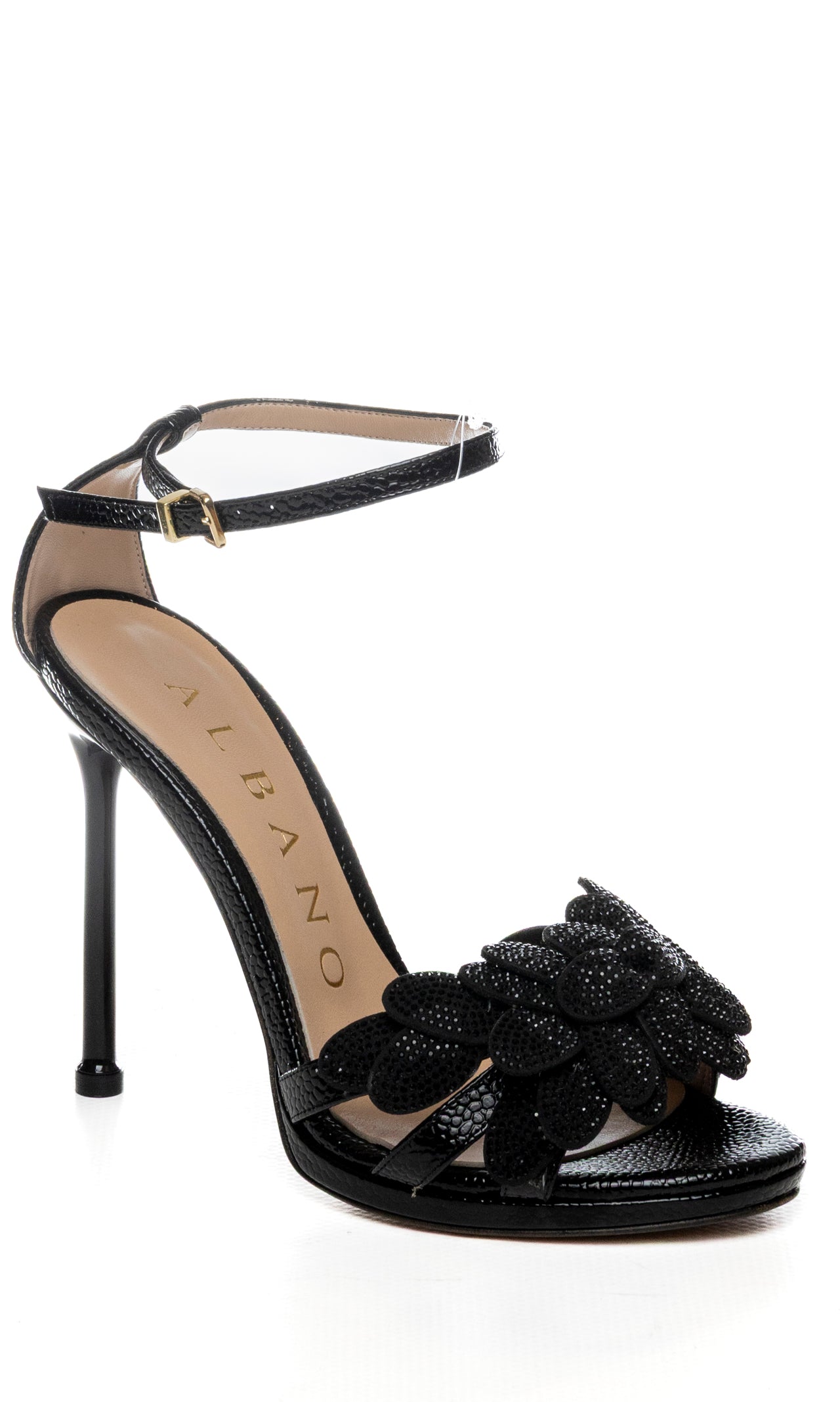 ALBANO Sandalo strass nero 5611 SNAKE-NERO