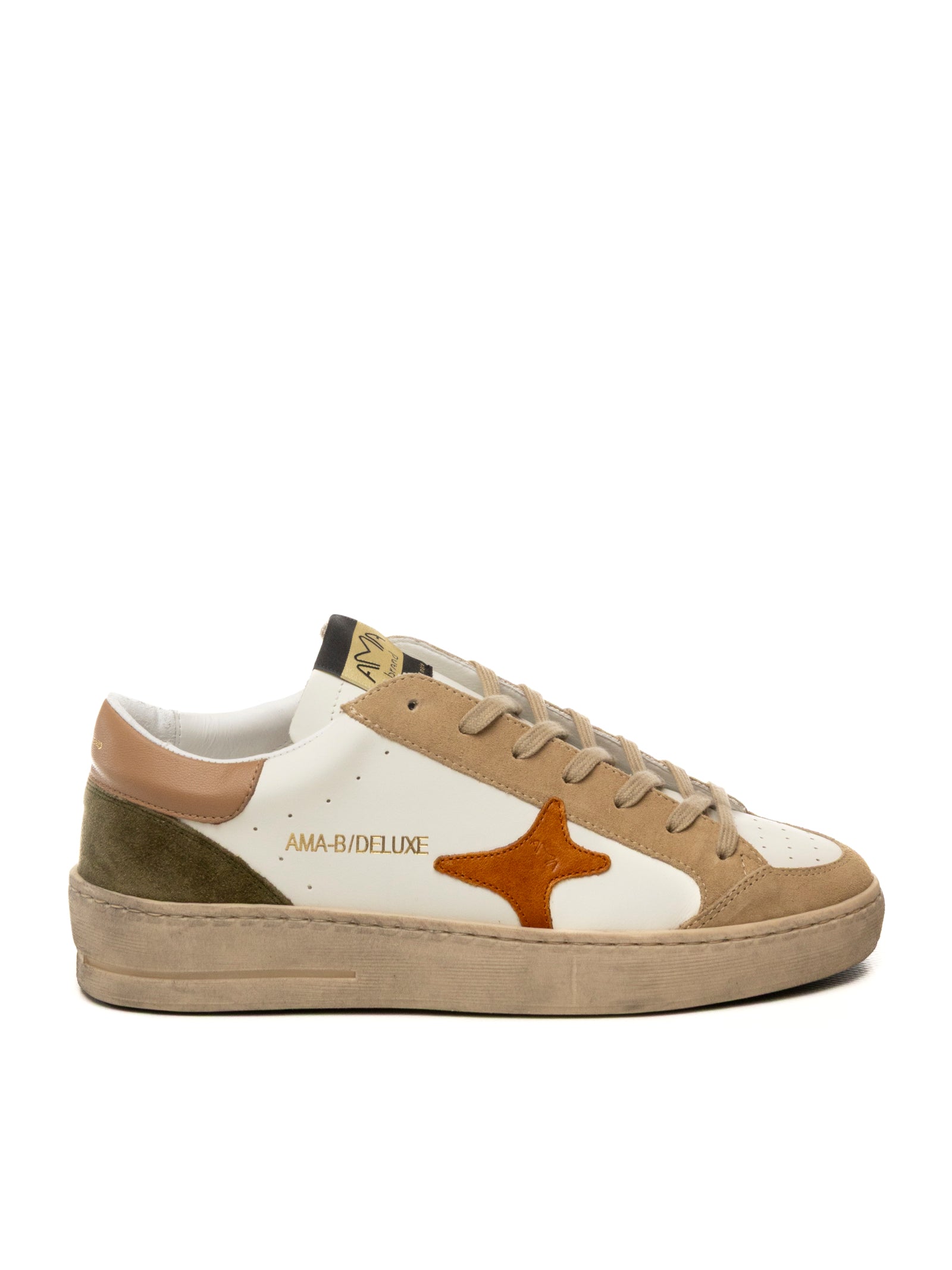 AMA BRAND DELUXE Sneaker slam bianco/cuoio SLAM U 4544-BIA/CUOIO