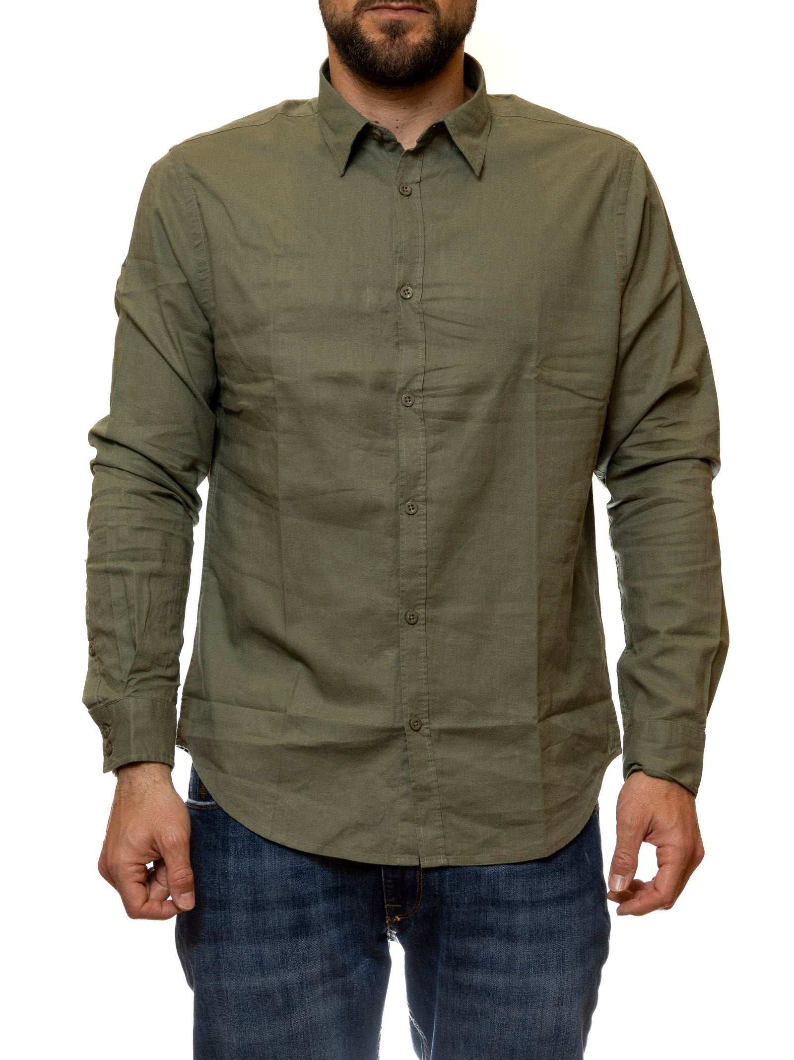 CENSURED camicia lino verde SM6437 LNC5-32