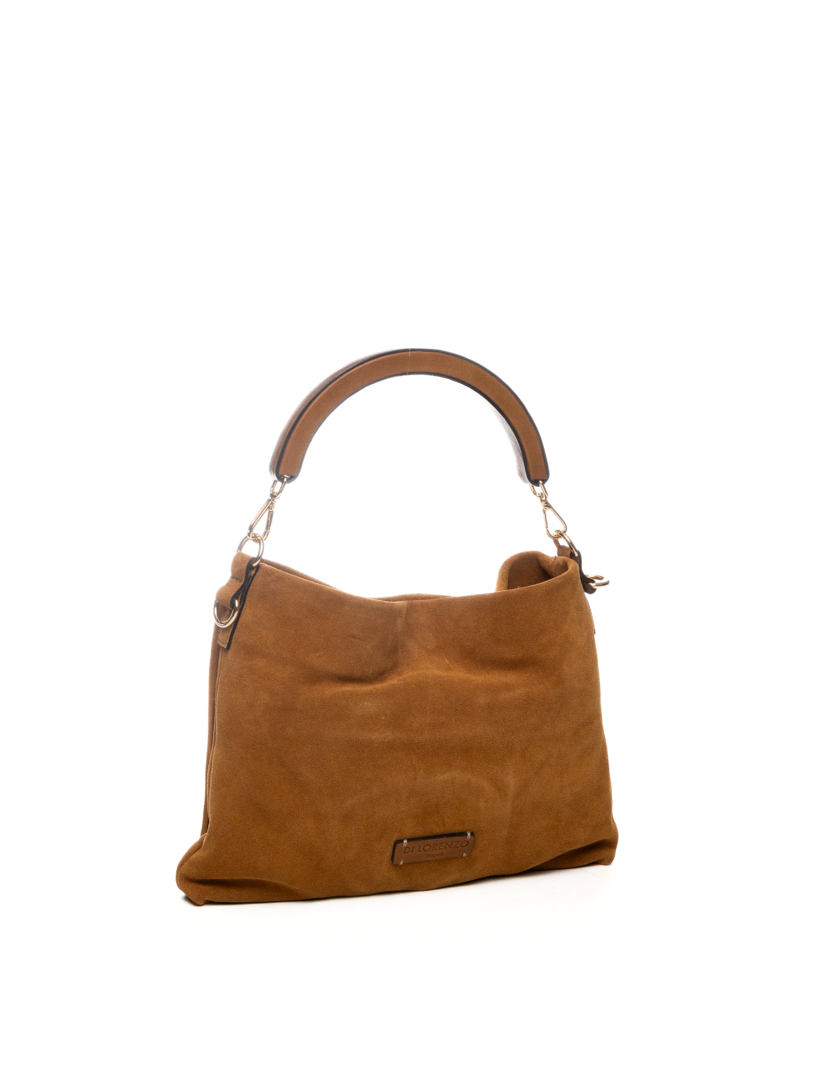 DI LORENZO borsa a spalla fiorellino marrone FIORELLINO CAMOSCIO-CUOIO