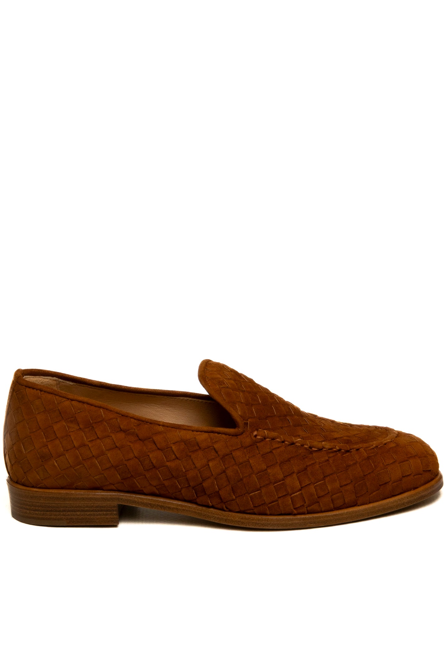 FRANCO RUSSO Mocassino camoscio intrecciato brandy 9907 CAM-BRANDY