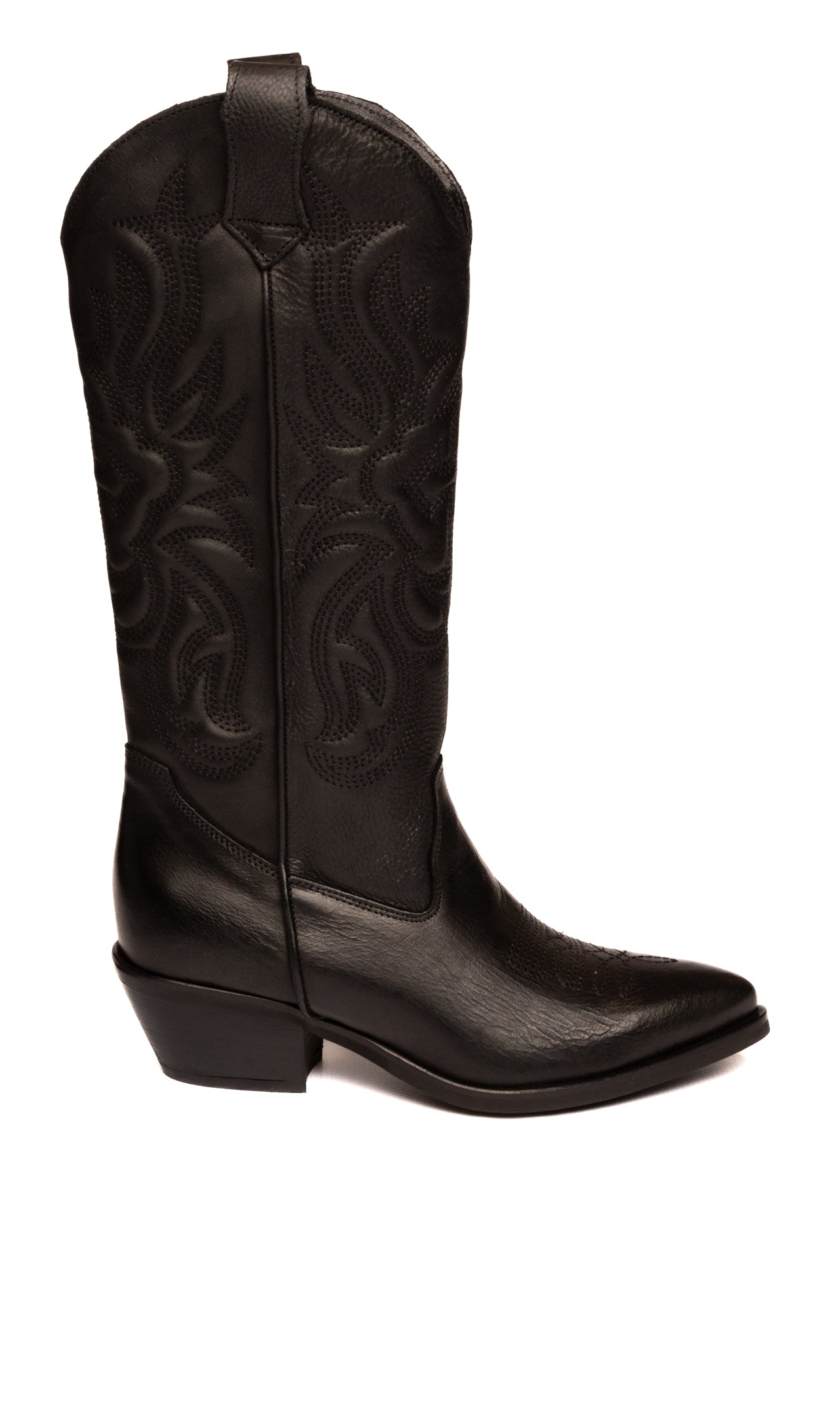 GISEL MOIRE Stivale texano in pelle nero CALIFORNIA VIT-NERO