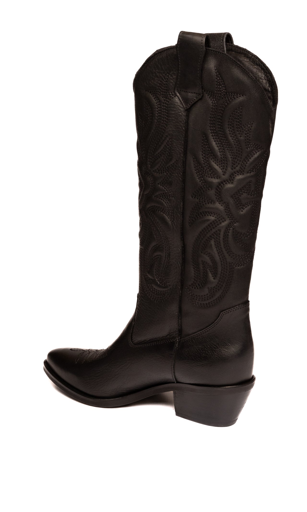 GISEL MOIRE Stivale texano in pelle nero CALIFORNIA VIT-NERO