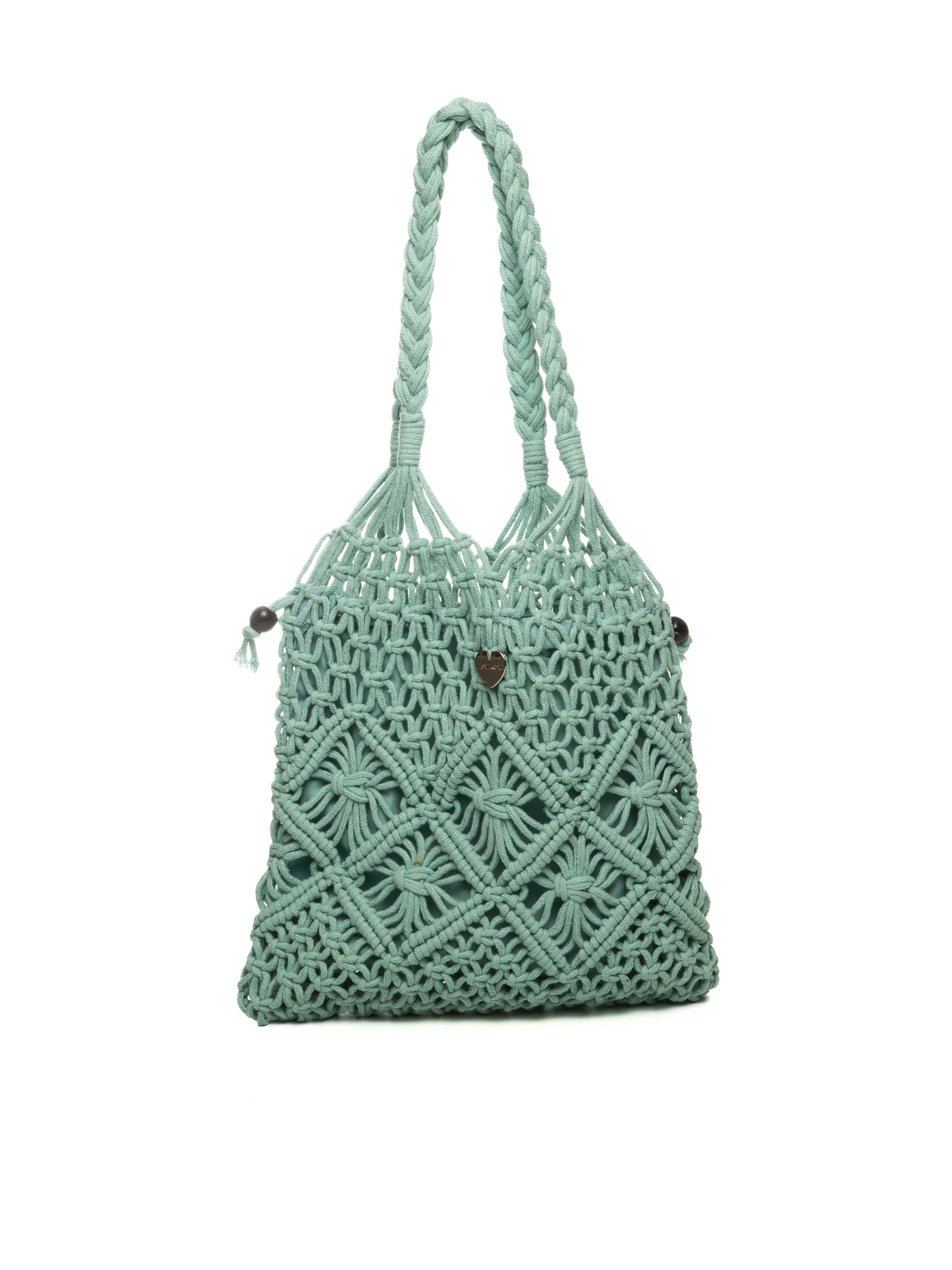HATYOU borsa a spalla macramé verde acqua BP0328 MACRAME-ACQUA