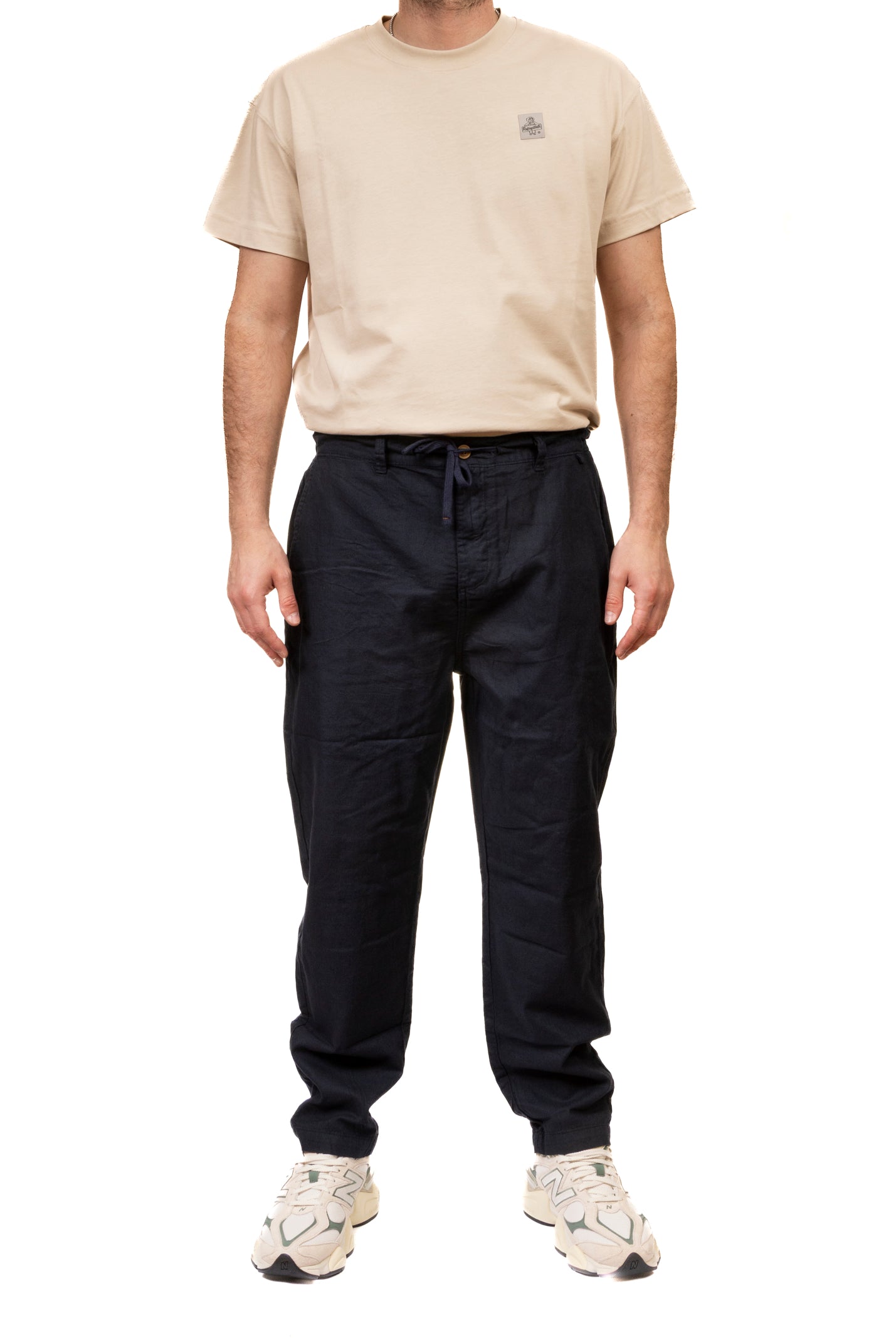 IMPURE pantalone lino blu MILES LINO-C01