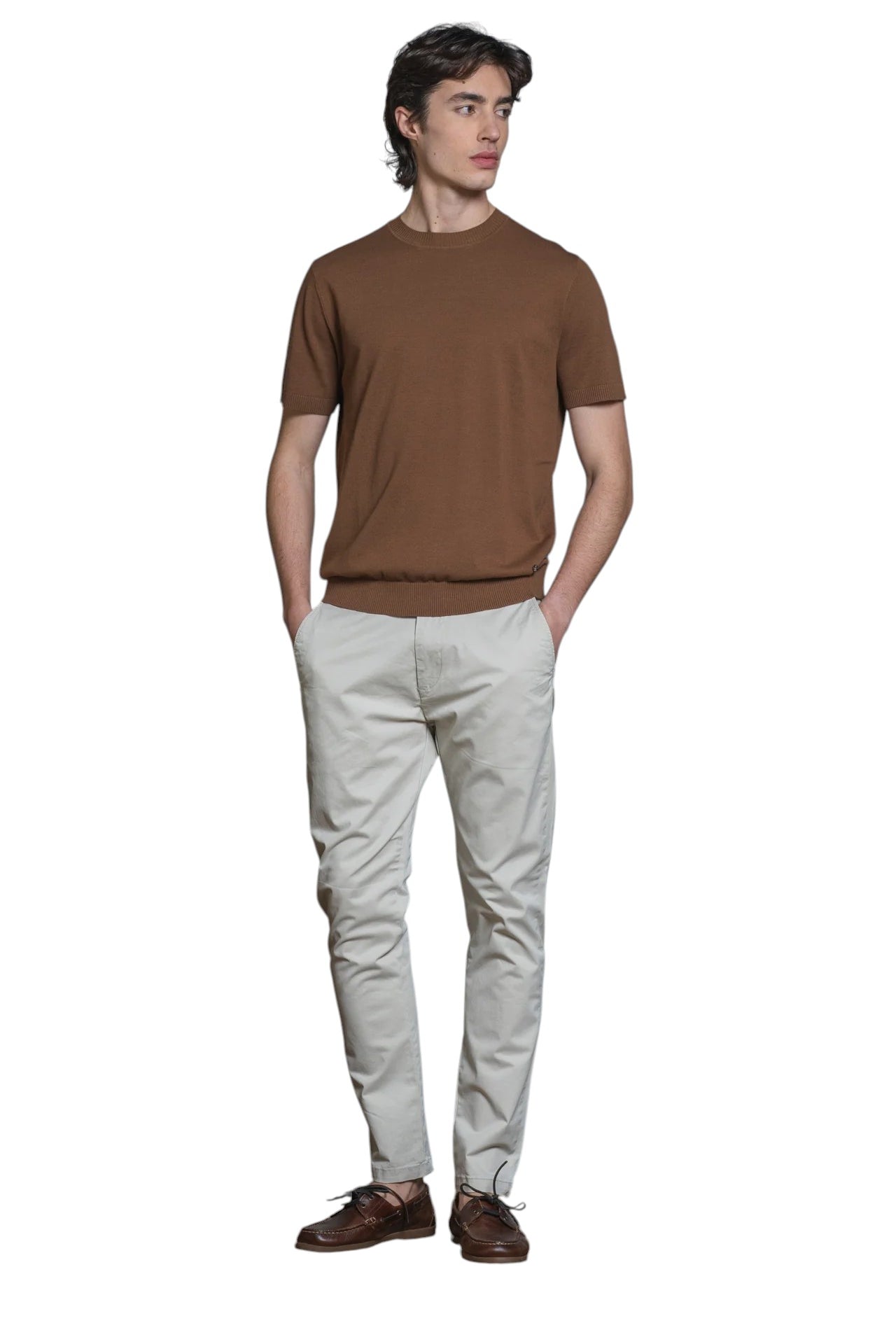 IMPURE girocollo cotone marrone SAMUEL COTONE-157