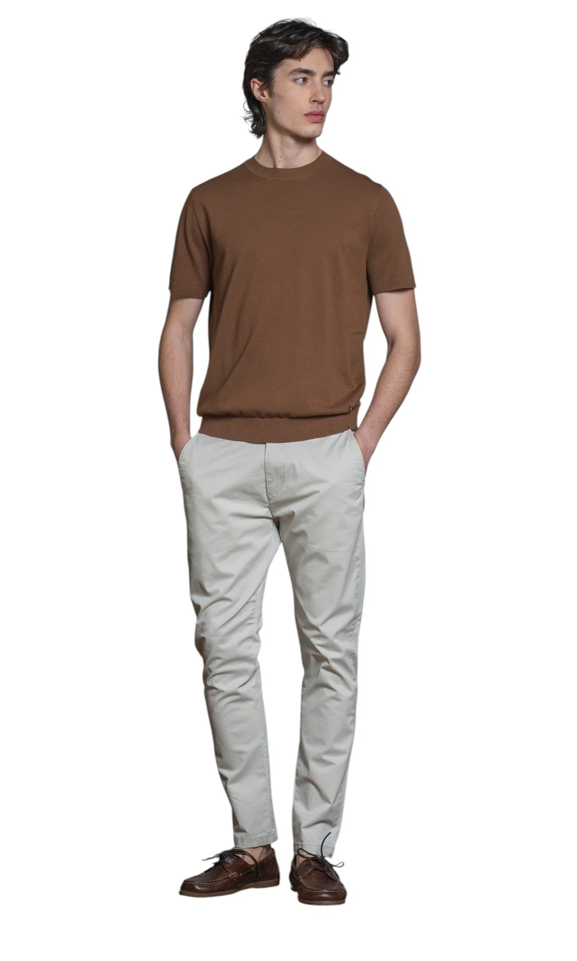IMPURE girocollo cotone marrone SAMUEL COTONE-157