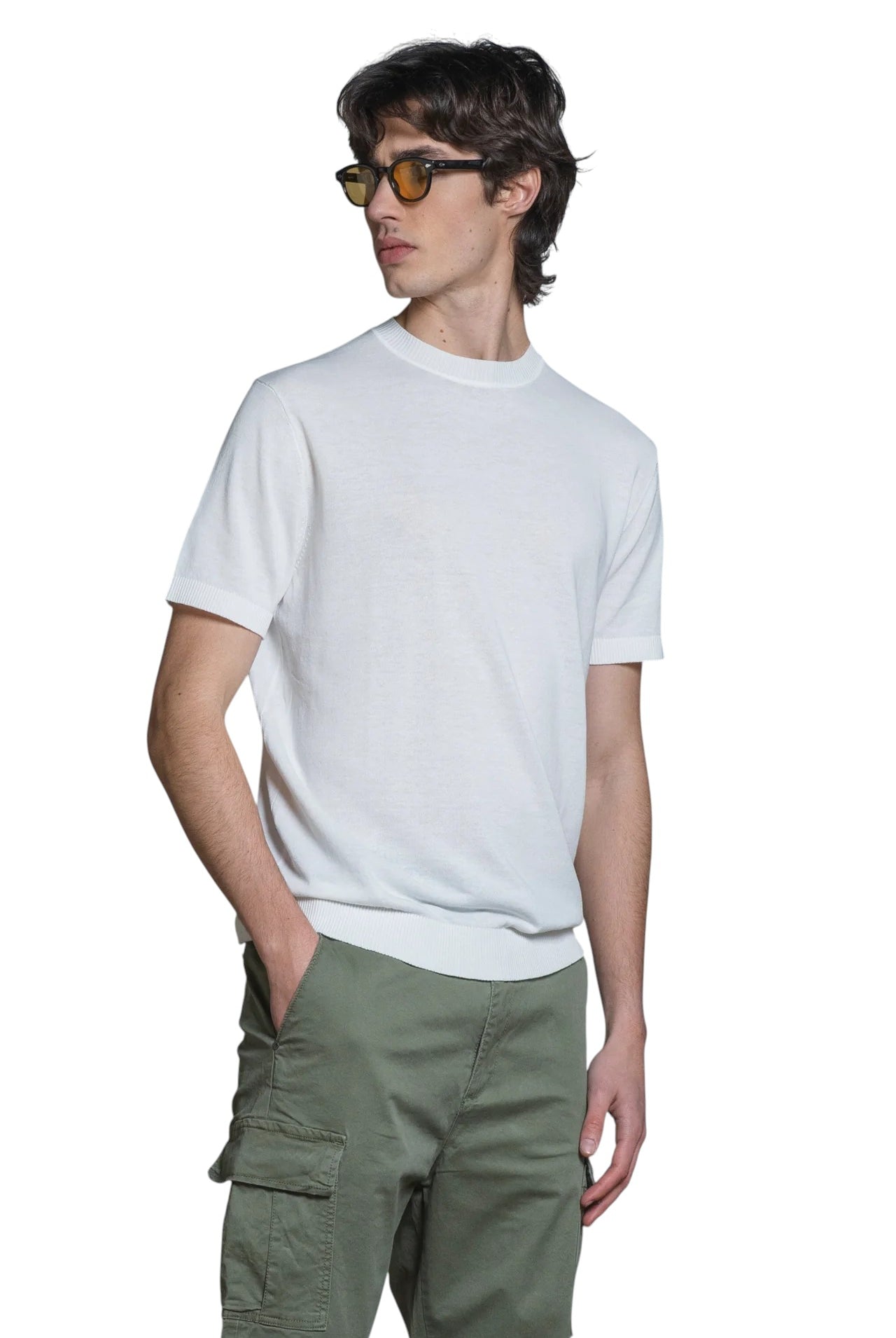 IMPURE girocollo cotone bianco SAMUEL COTONE-C24