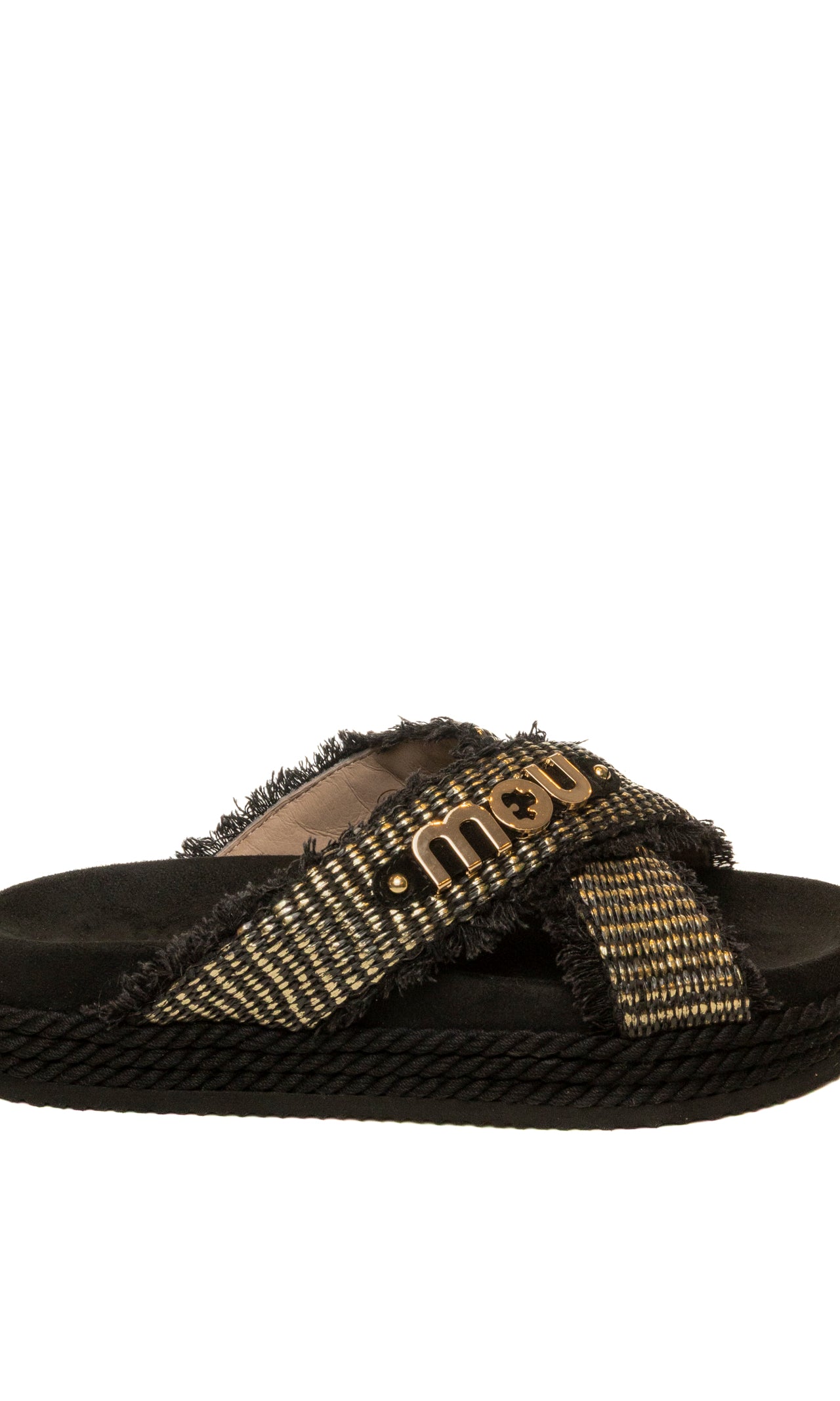 MOU Sandalo rafia intrecciata nero 451009K RAFIA-RMB