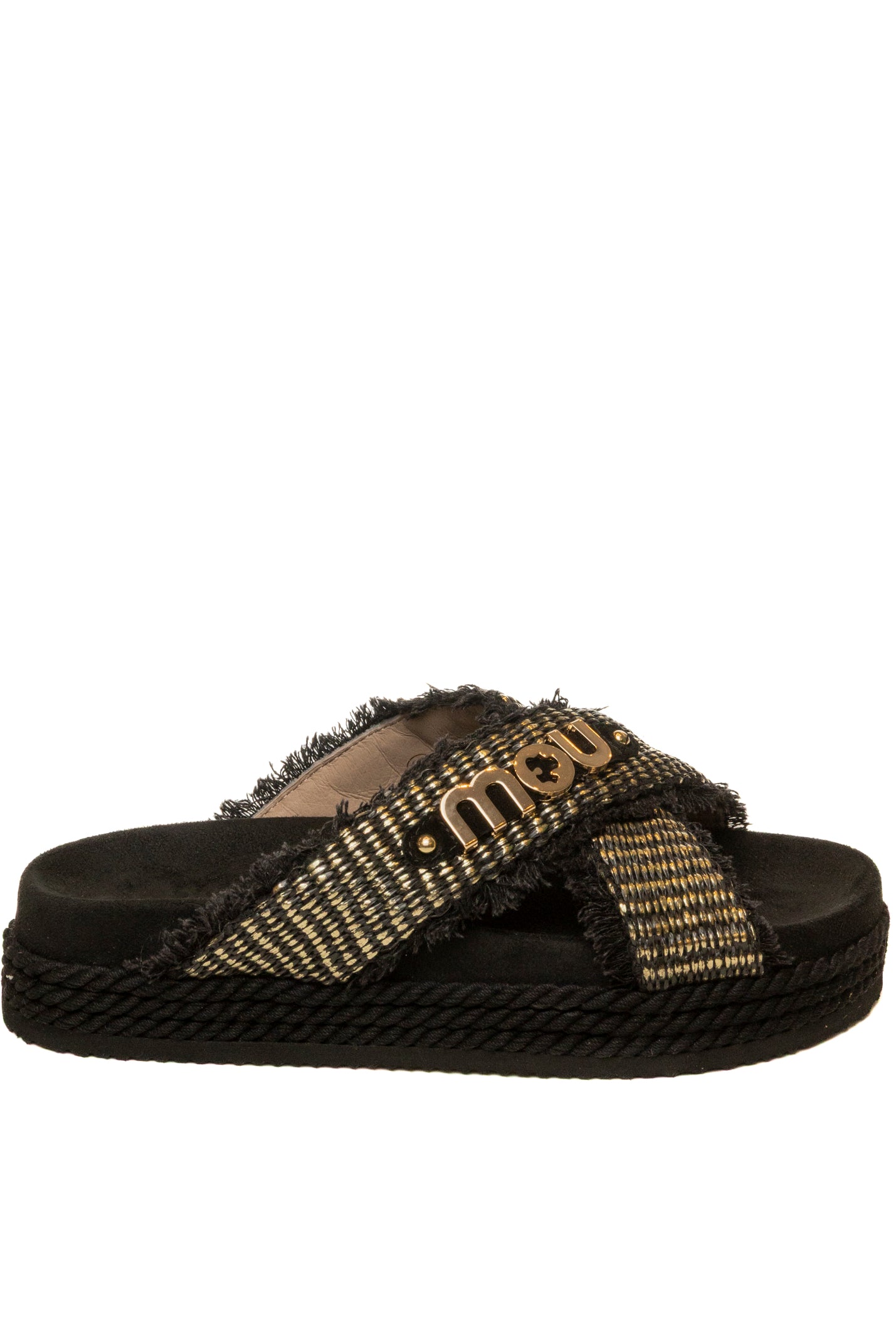 MOU Sandalo rafia intrecciata nero 451009K RAFIA-RMB