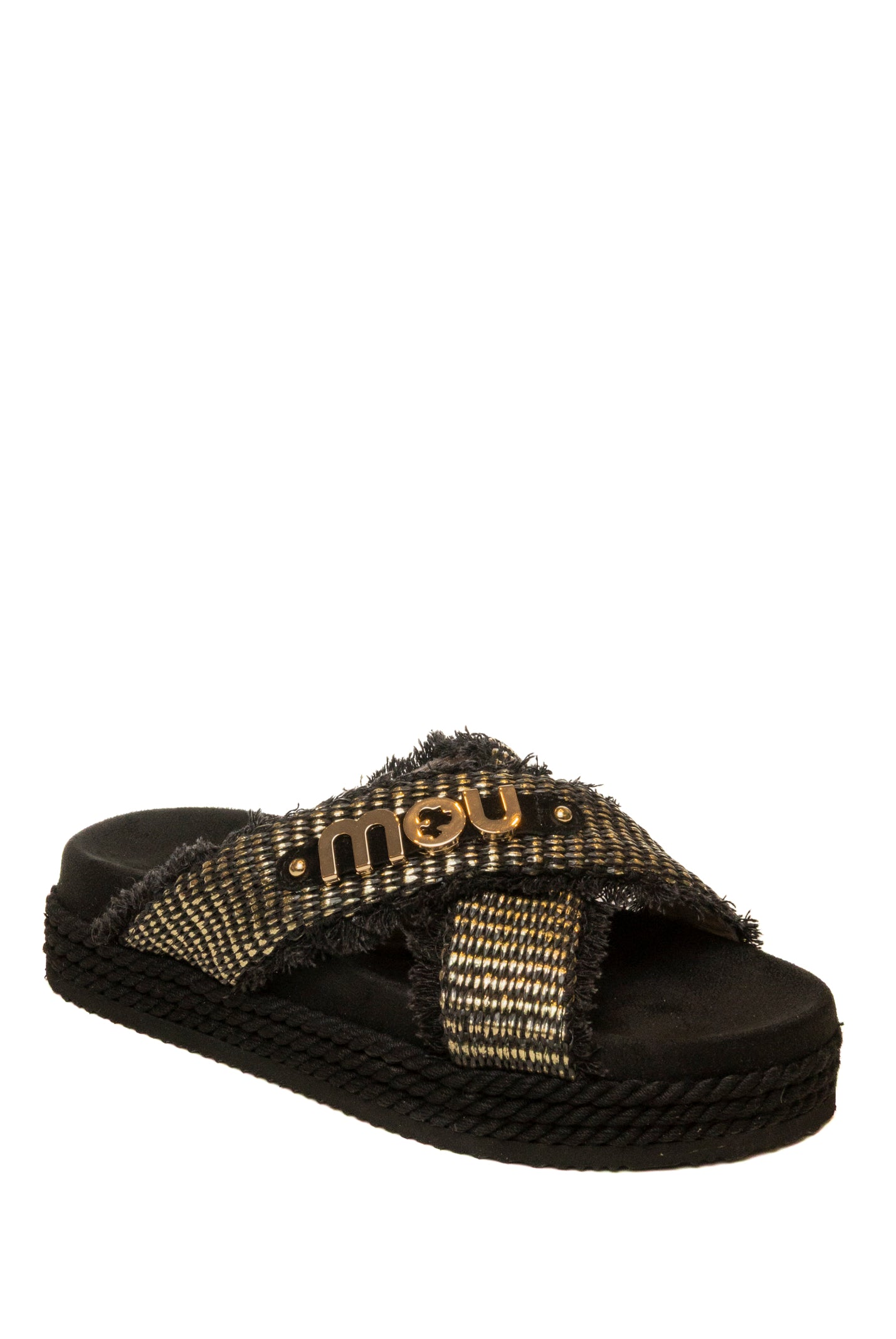 MOU Sandalo rafia intrecciata nero 451009K RAFIA-RMB