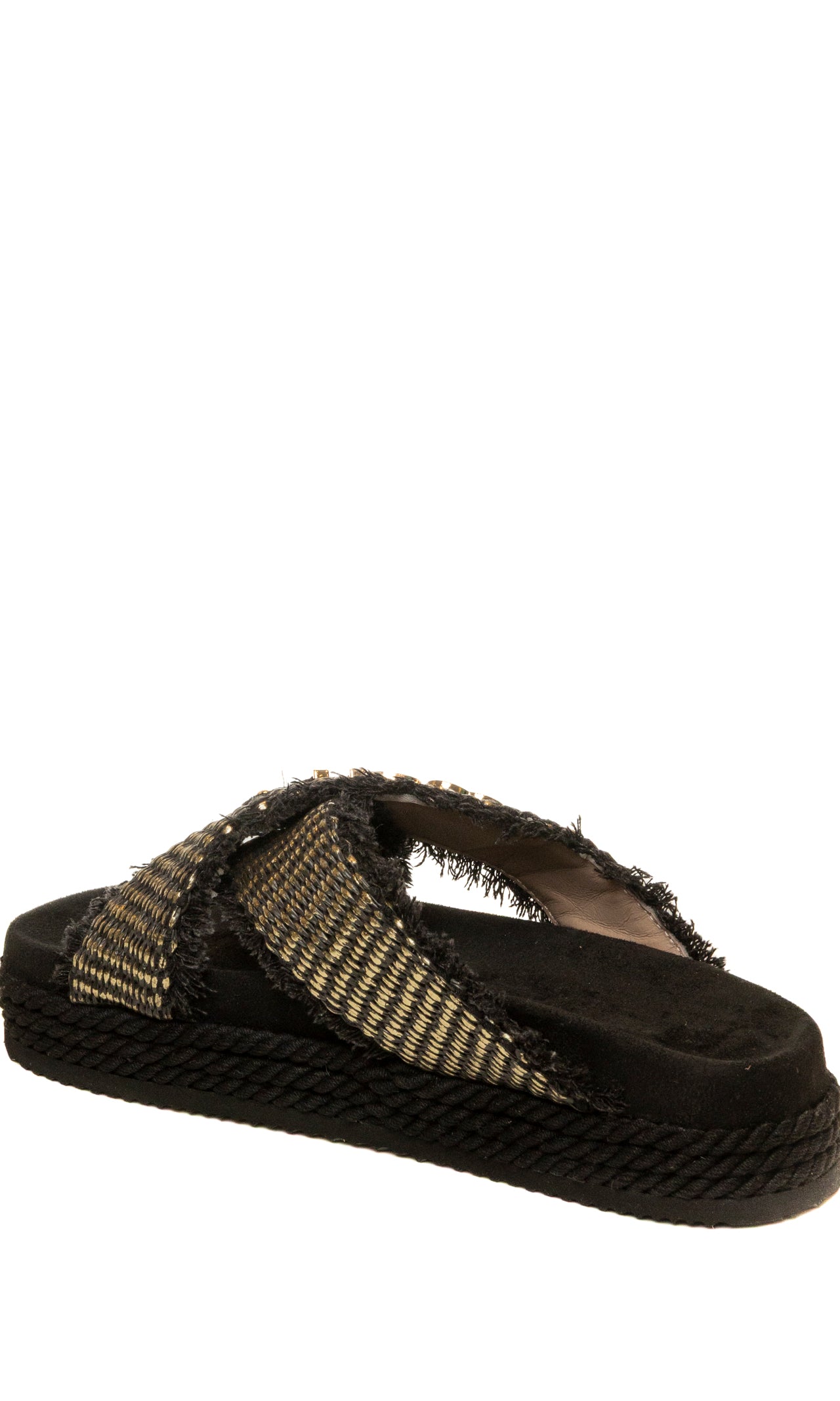 MOU Sandalo rafia intrecciata nero 451009K RAFIA-RMB