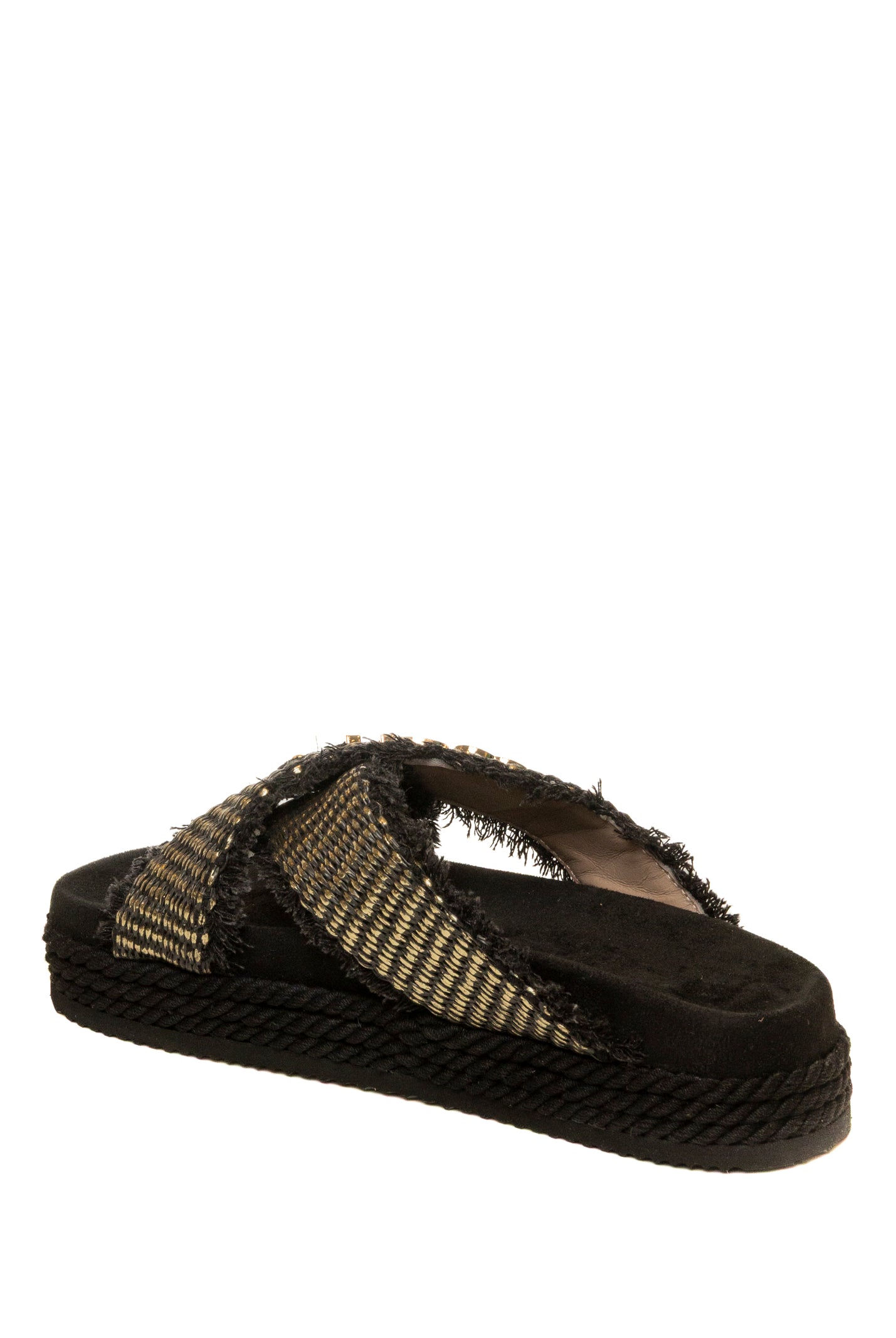 MOU Sandalo rafia intrecciata nero 451009K RAFIA-RMB
