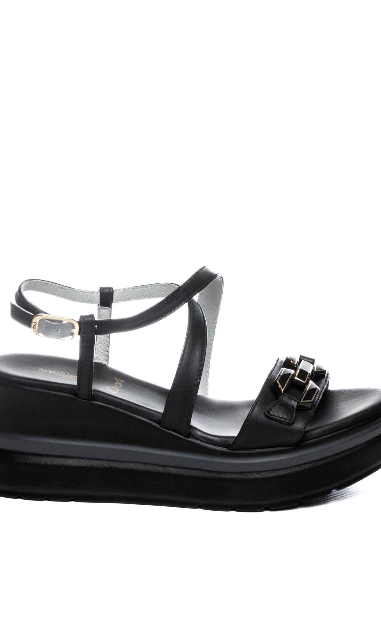 NERO GIARDINI Sandalo zeppa nero E615953 TAMIGI-NERO