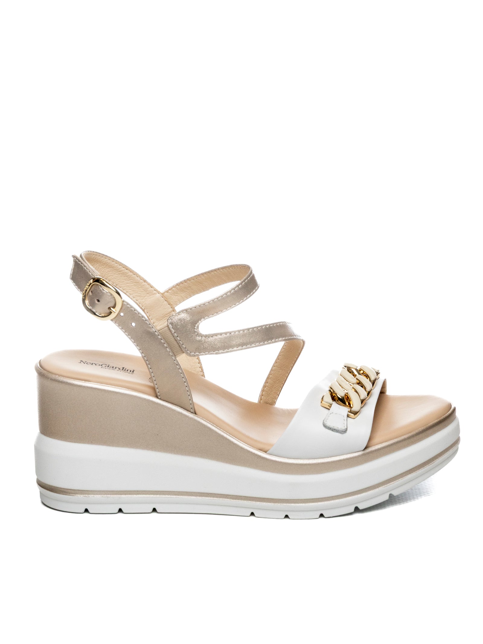 NERO GIARDINI Sandalo zeppa bianco E615962 LOIRA-BIANCO