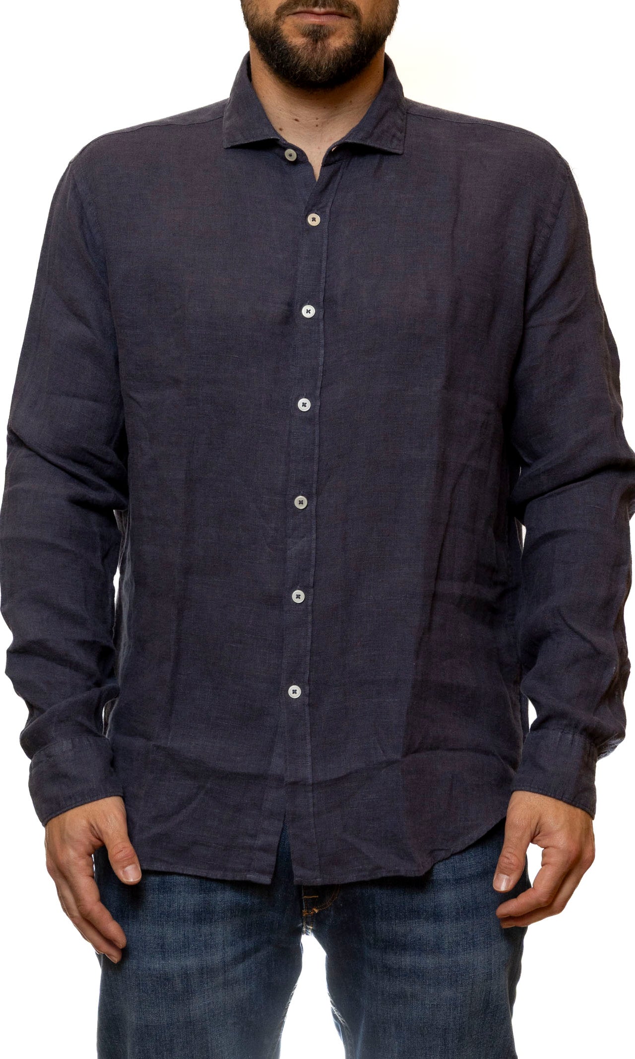 QB24 camicia cotone blu 0126082 COTONE-BLU