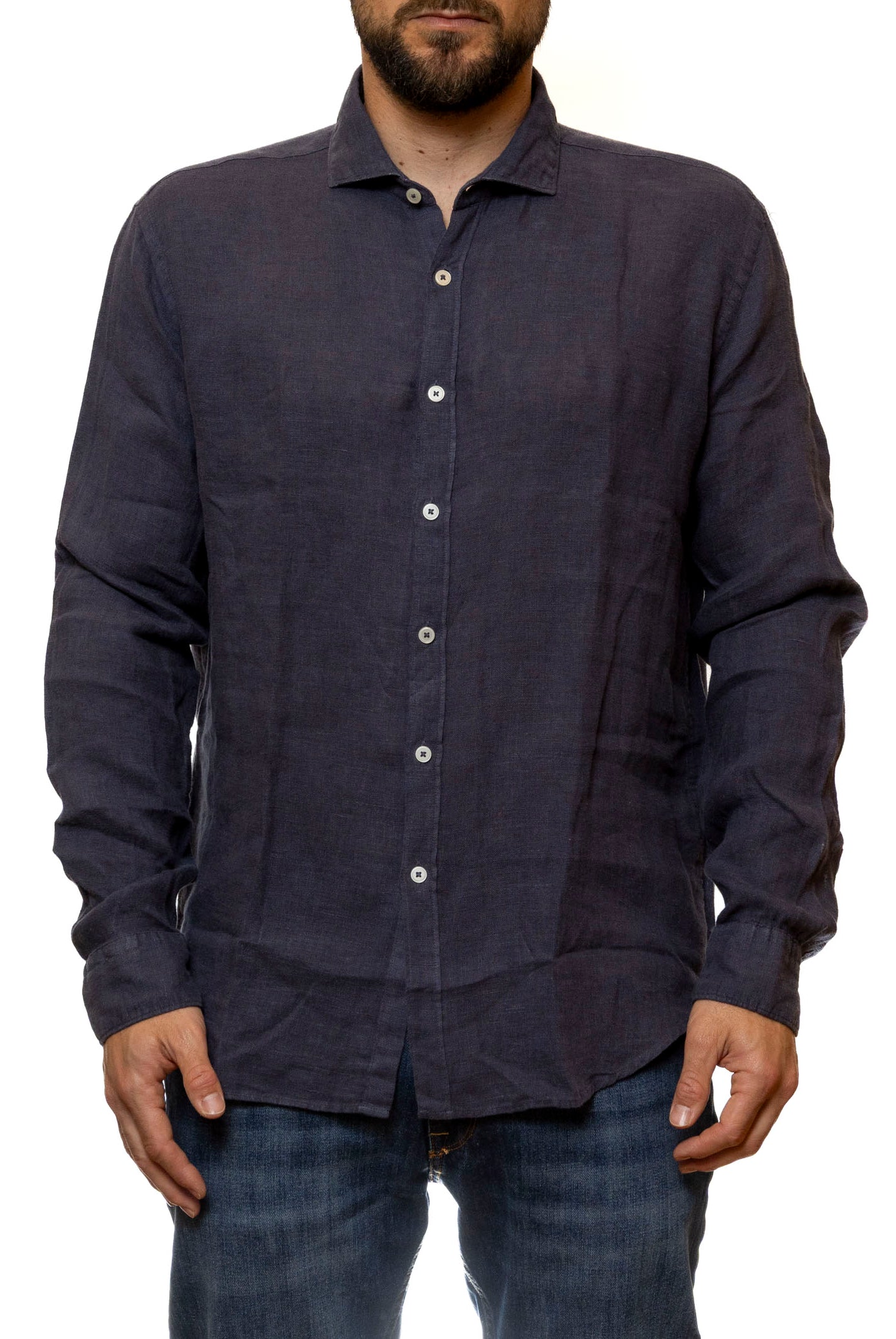 QB24 camicia cotone blu 0126082 COTONE-BLU
