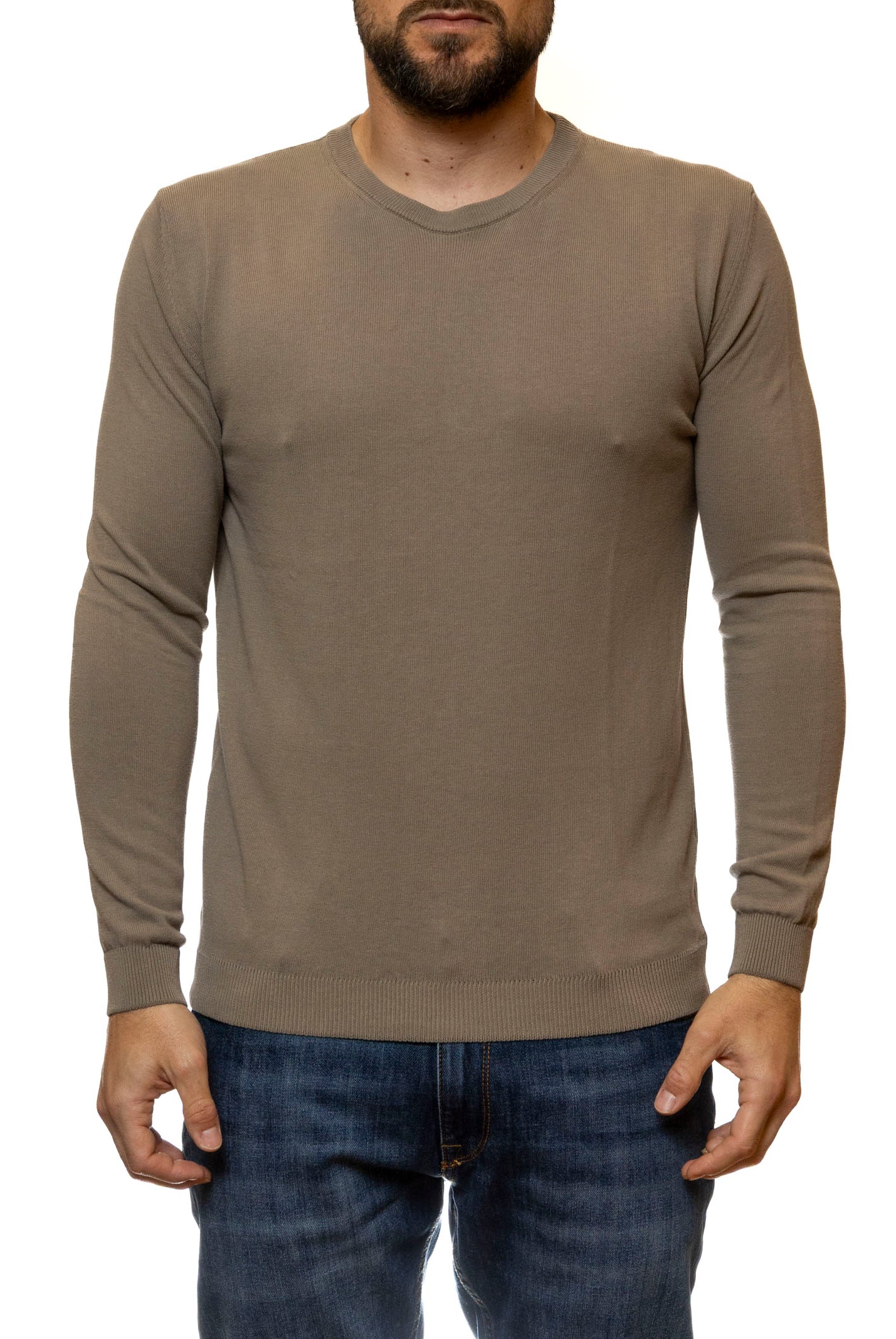 QB24 girocollo cotone beige 0126122 COTONE-BEIGE