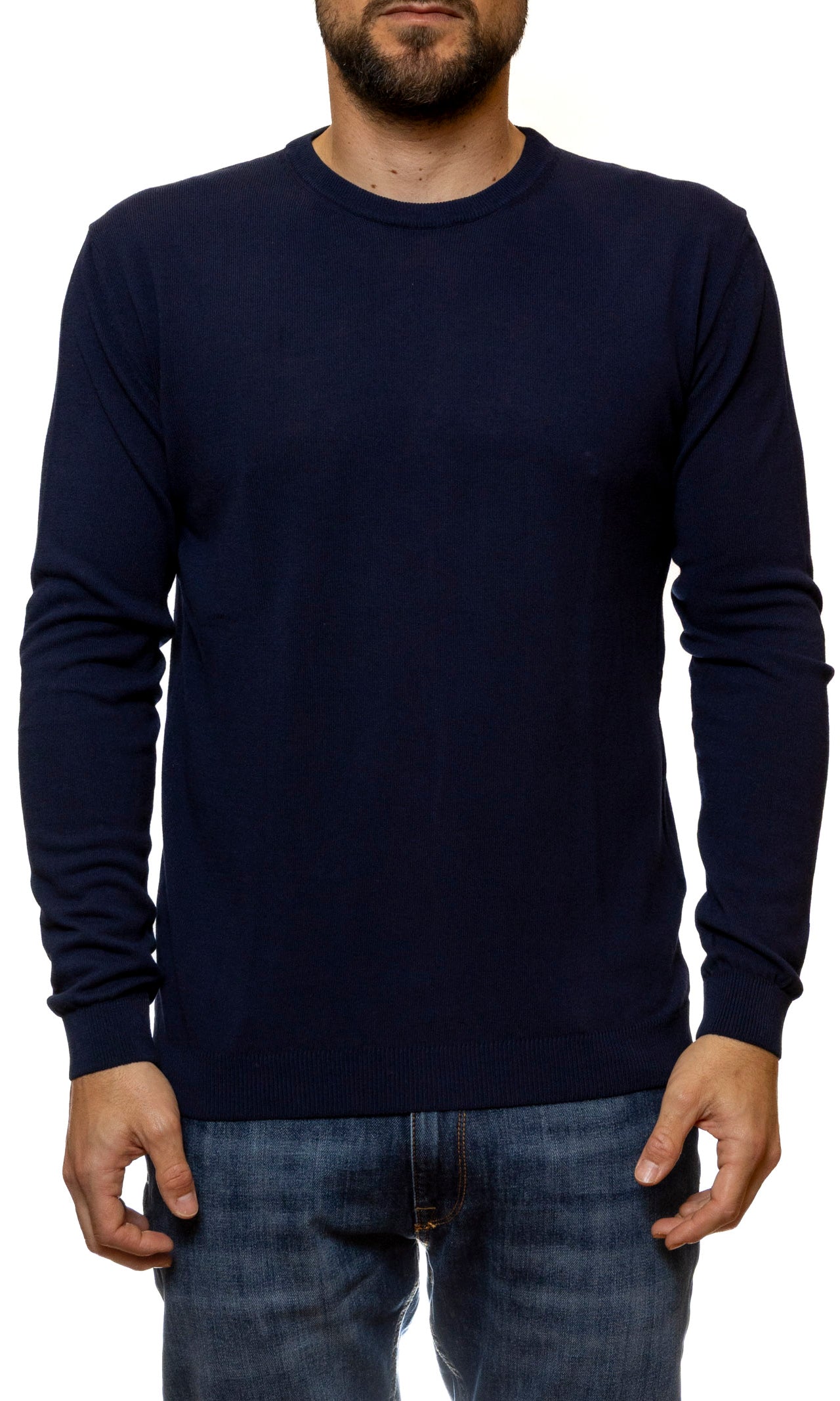 QB24 girocollo cotone blu 0126122 COTONE-BLU