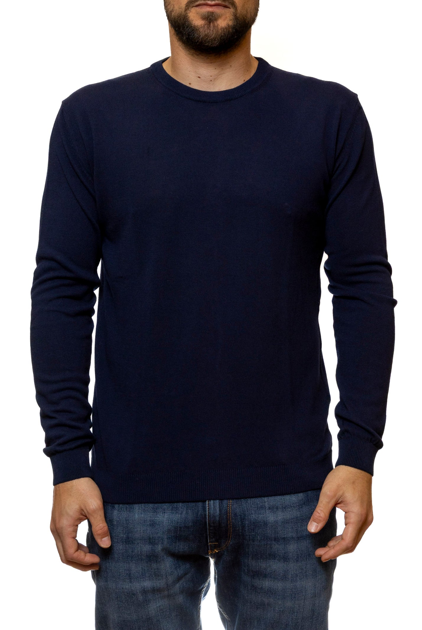 QB24 girocollo cotone blu 0126122 COTONE-BLU