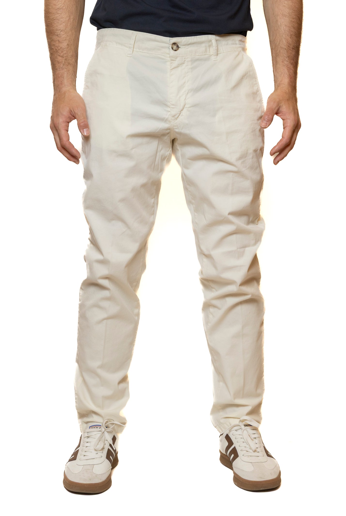 QB24 pantalone cotone avorio 0126147 COTONE-AVORIO