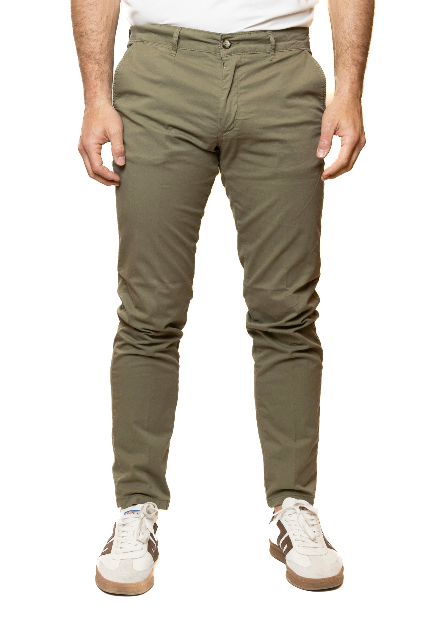 QB24 pantalone cotone verde 0126147 COTONE-GREEN