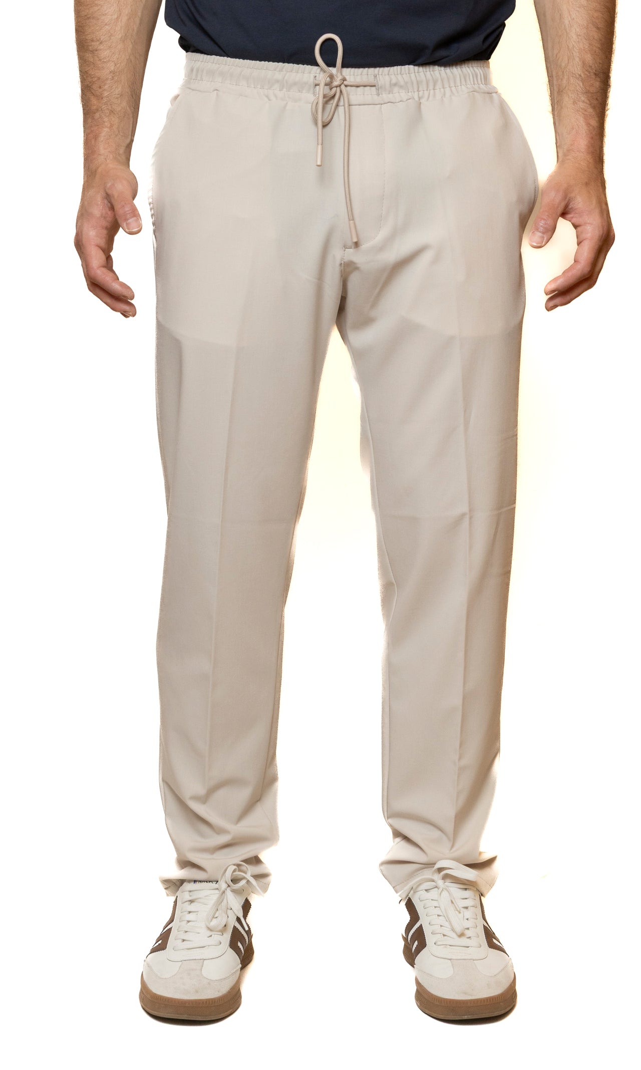 QB24 pantalone cotone avorio 0126178 COTONE-AVORIO