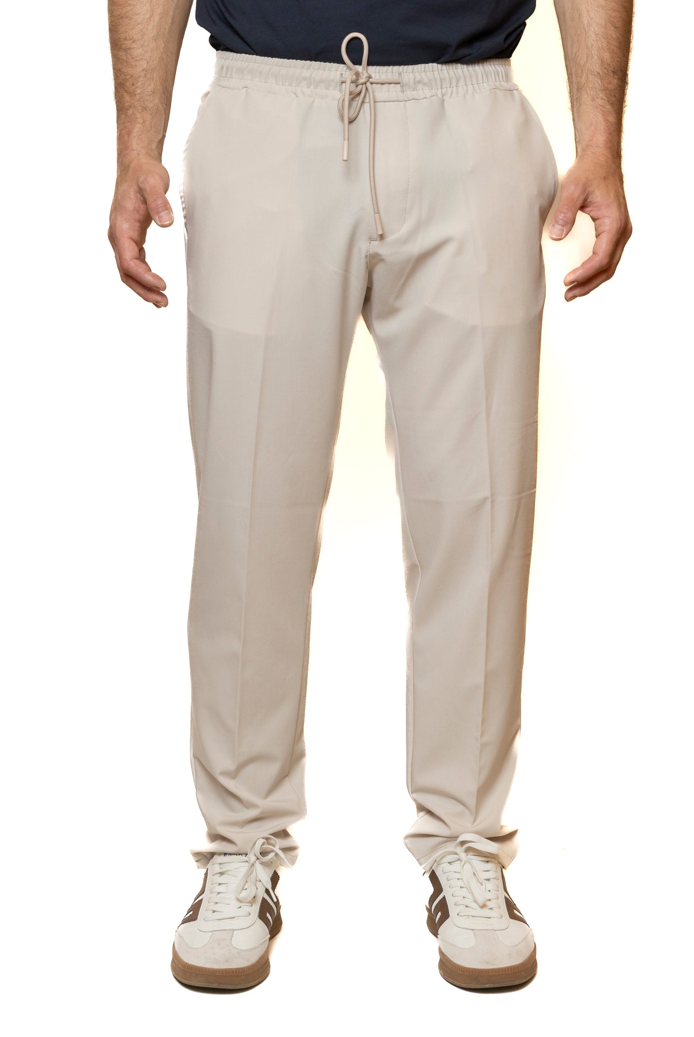 QB24 pantalone cotone avorio 0126178 COTONE-AVORIO