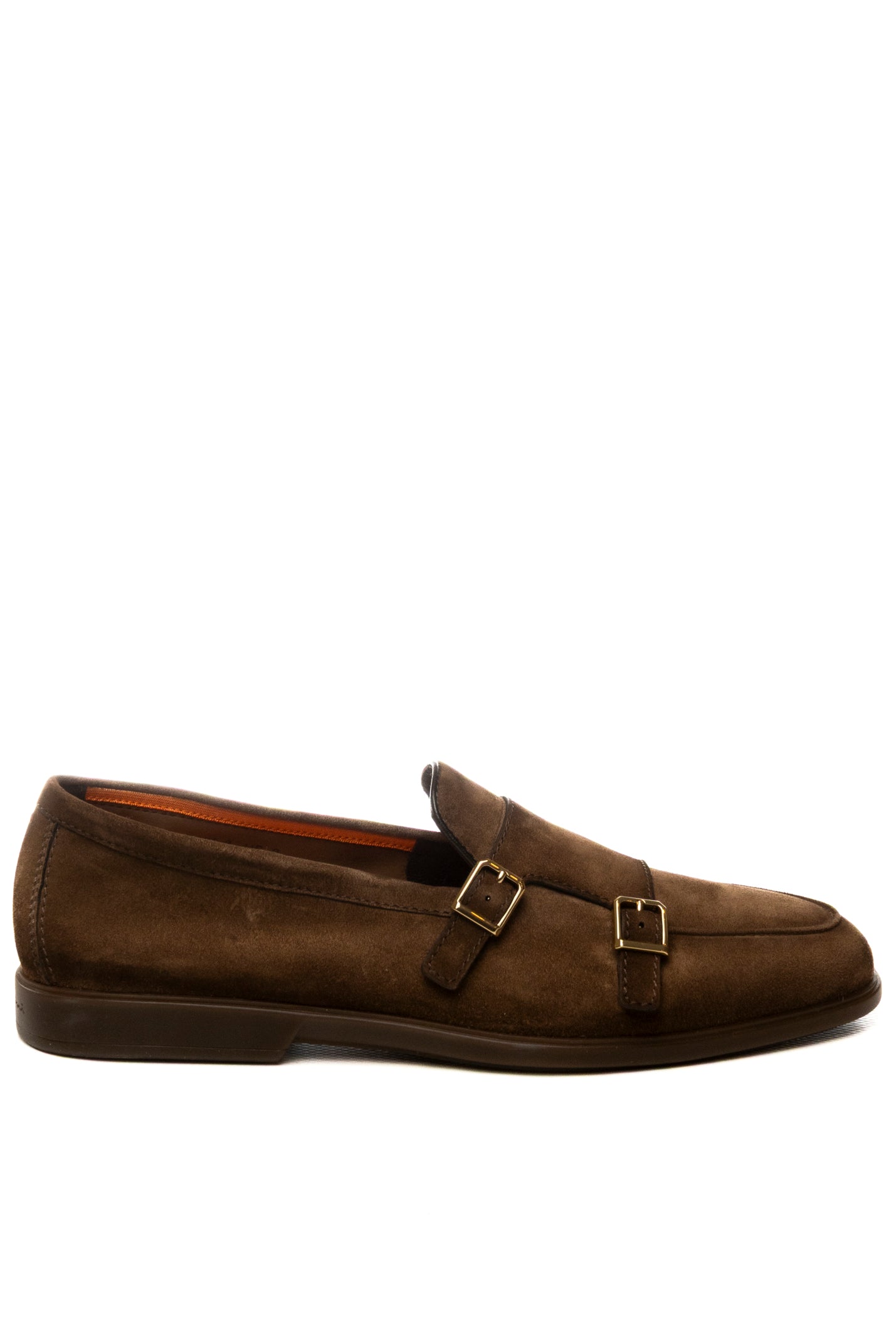 SANTONI Mocassino doppia fibbia camoscio moro 19006 BROWN-M21