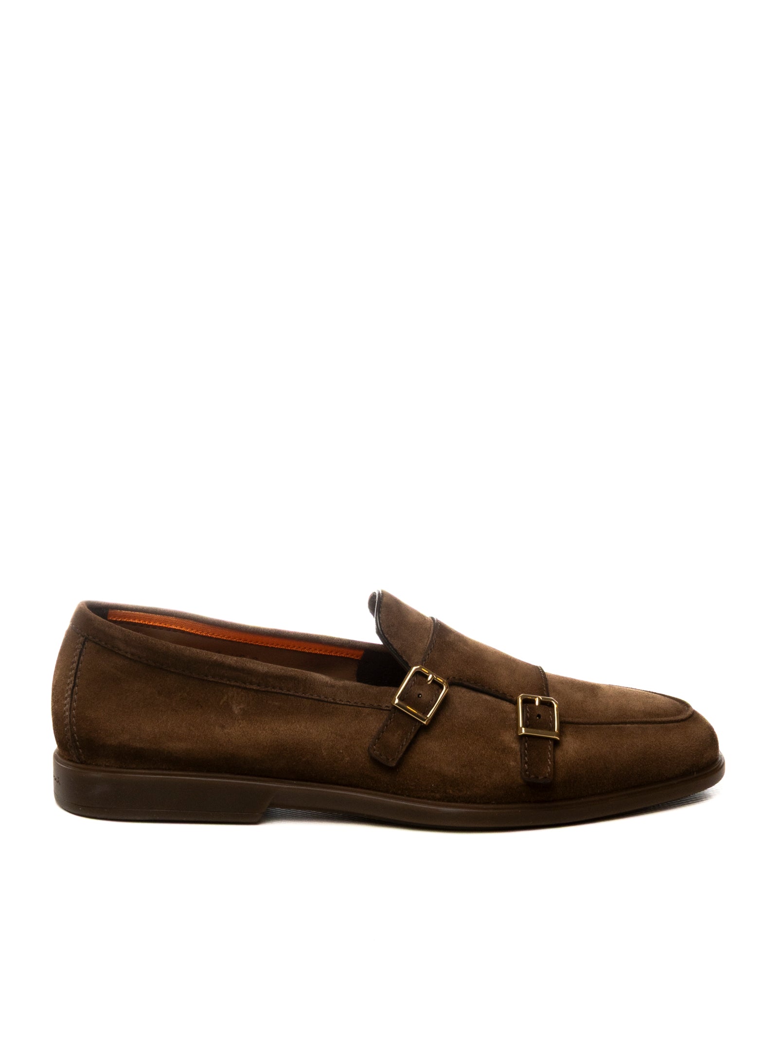 SANTONI Mocassino doppia fibbia camoscio moro 19006 BROWN-M21