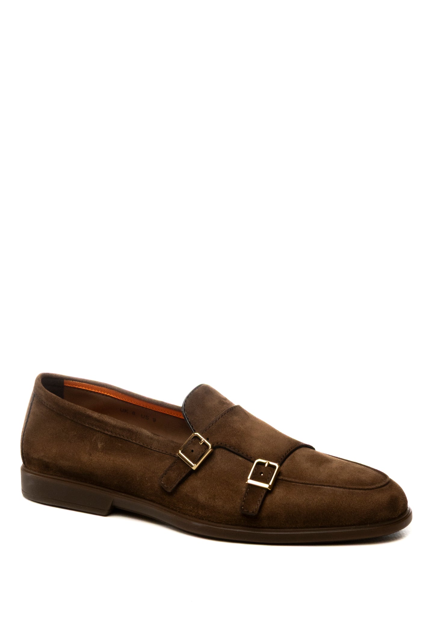 SANTONI Mocassino doppia fibbia camoscio moro 19006 BROWN-M21