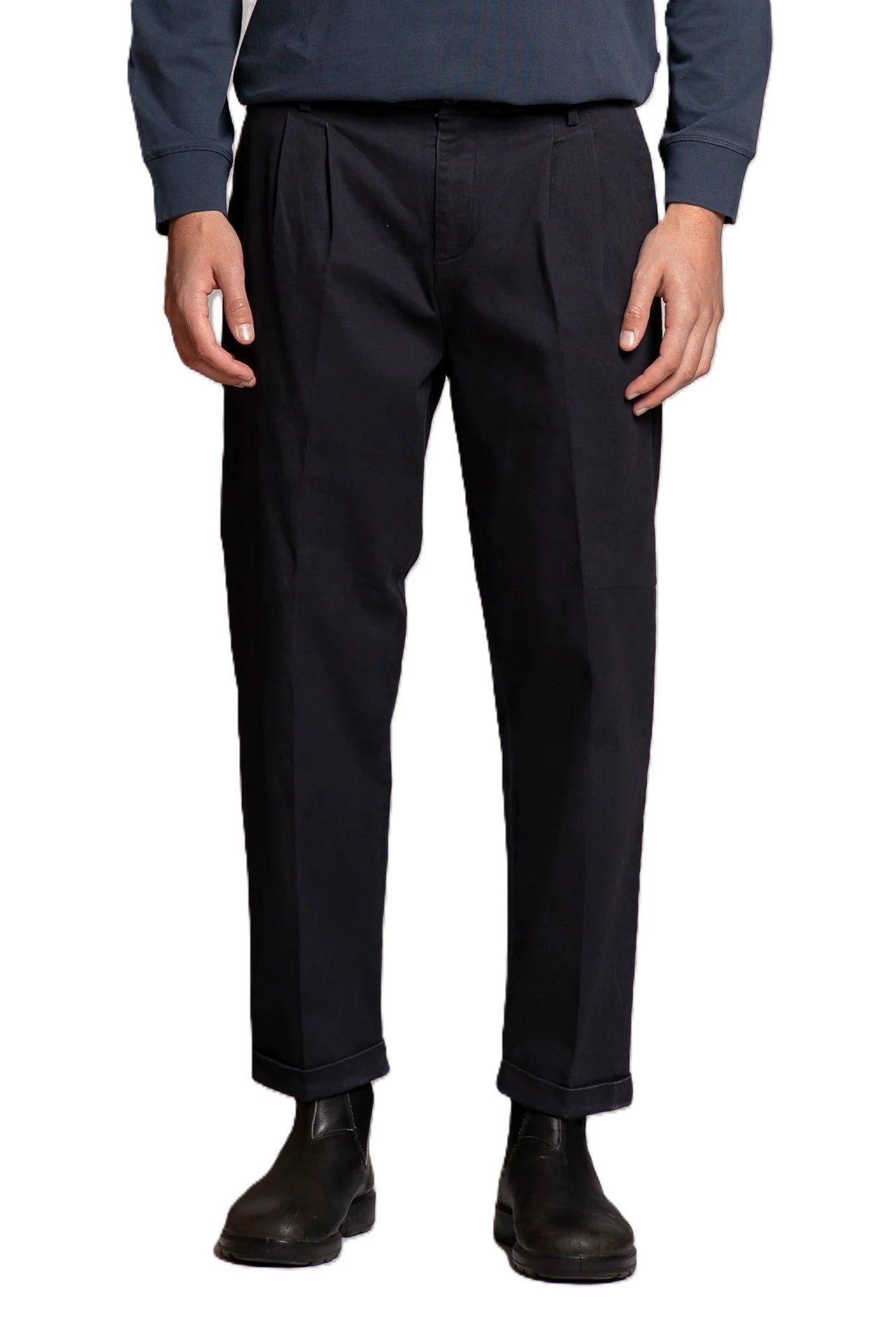 IMPURE pantaloni devis blu DEVIS CHINO-NAVY 