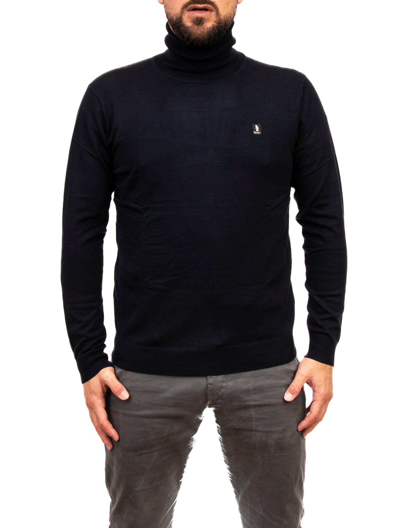 REFRIGUE pullover turtleneck blu<BR/> 2811W00157 TURTLENECK-NAVY 