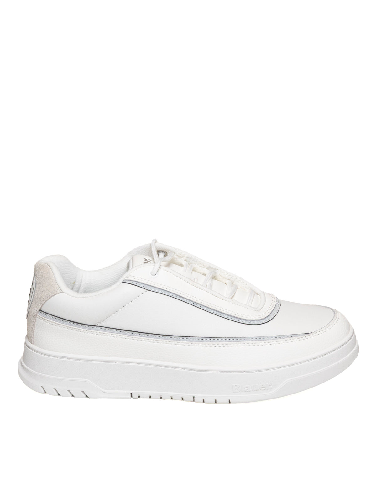 Sneaker bassa in pelle bianca Blauer vista laterale con suola in gomma e logo