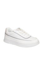 Sneaker bassa in pelle bianca Blauer vista anteriore con punta tonda e lacci