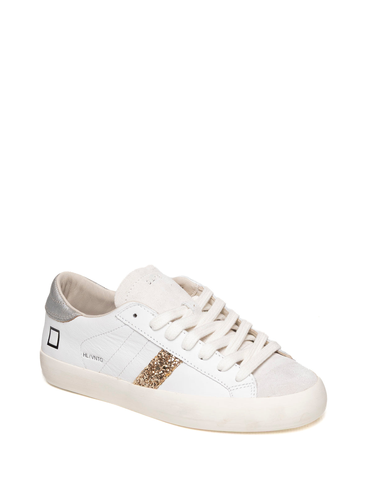 D.A.T.E.  HILL LOW VINTAGE D CALF-WHT/SILV 