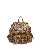 Zaino in pelle leopardato Ermanno Scervino vista frontale con tasca zippata e logo dorato