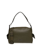 Borsa hobo in pelle verde Ermanno Scervino vista dal fronte con tracolla in tessuto