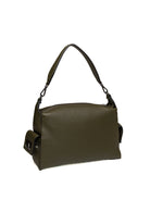Borsa hobo in pelle verde Ermanno Scervino vista angolata posteriore con tasca laterale