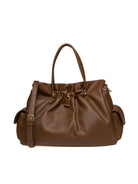 Borsa a mano in pelle mud Ermanno Scervino con lucchetto frontale e tracolla