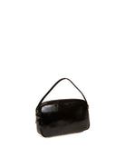 Borsa a spalla Profumina Mini pelle nera Le Pandorine vista posteriore angolata con manico corto