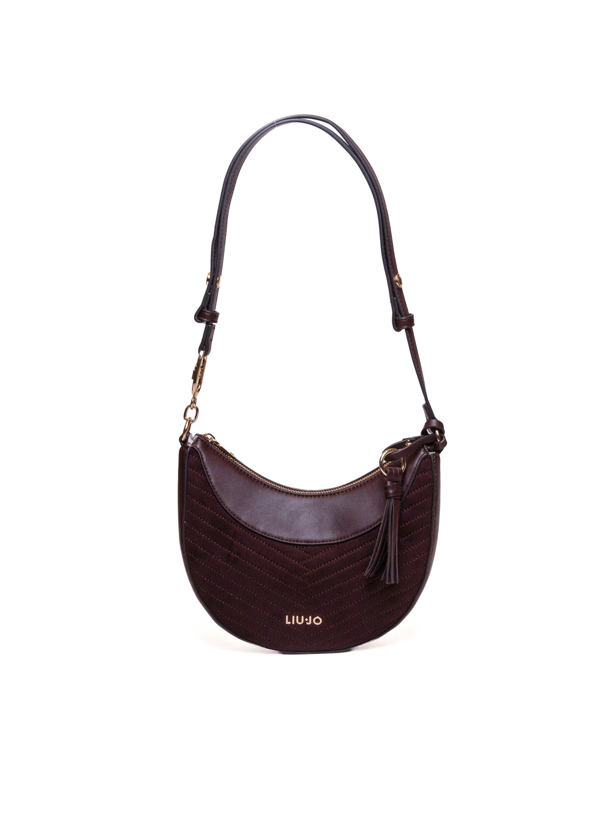 Borsa hobo Cirry LIU JO vista frontale con logo dorato e motivo chevron