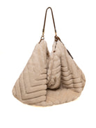 Borsa hobo in pelliccia cream LIU JO vista posteriore con tasca verticale zippata